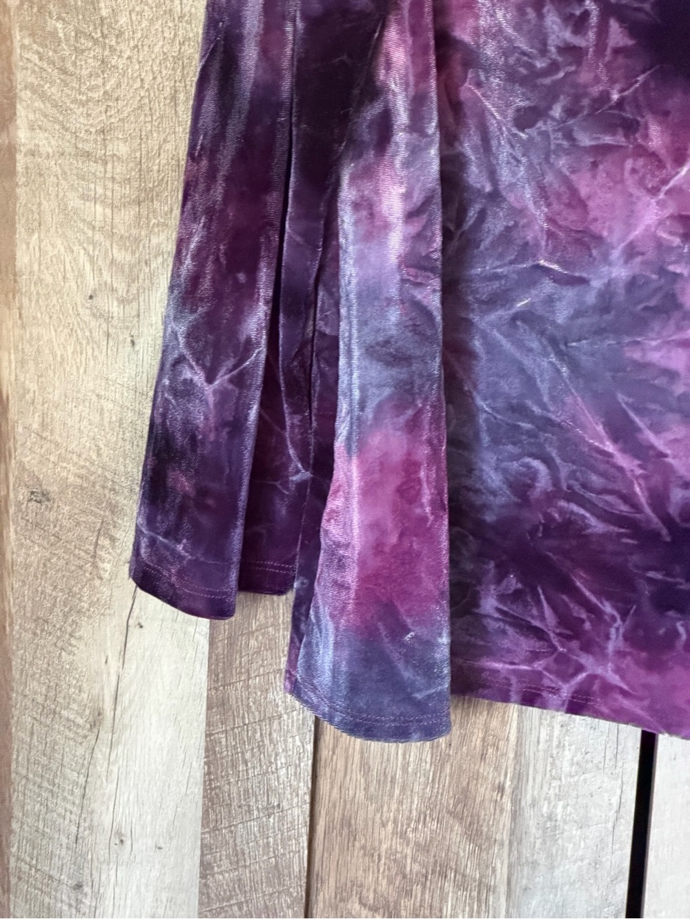 Women’s Purple Tie-Dye Crushed Velvet Cold-Shoulder Top - Picture 7 of 15